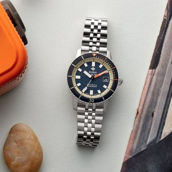 Zodiac Super Sea Wolf Automatic Stainless Steel Blue Dial & Bezel Watch ZO9266 - Picture 4 of 9